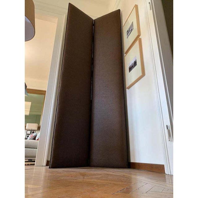 Italian Postmodern Black and Brown Upholstered Screens, 1990s, Set of 2 For Sale - Image 9 of 18
