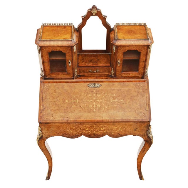 Antique Inlaid Burr Walnut Desk, 1800s For Sale - Image 5 of 11