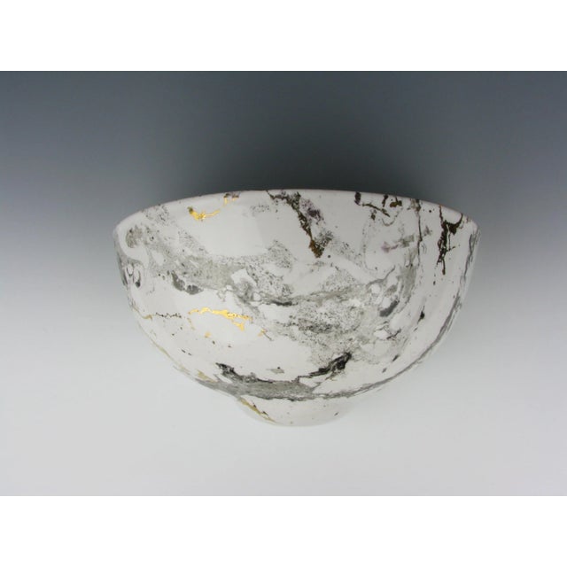 Vintage Charleton Large White Ceramic Wall Pocket Planter With Faux Marble Finish For Sale - Image 12 of 13