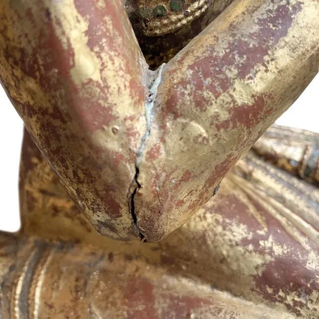 Late 19th Century 19th Century Burmese Gilded Kneeling Monk For Sale - Image 5 of 7