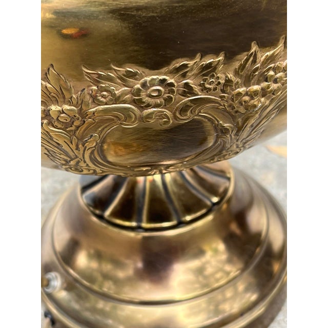 Brass Pair of Vintage Brass Rembrandt Lamp Co Design Original Lamp Glass Shade Patina For Sale - Image 8 of 12