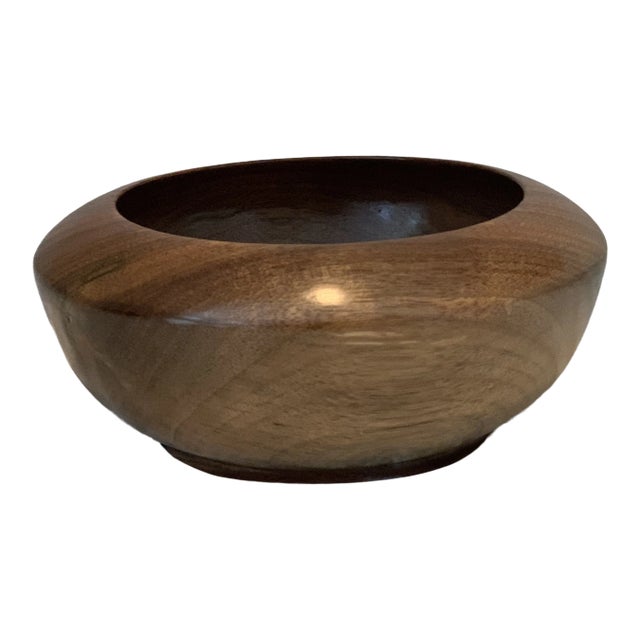 Artist Signed Black Walnut Wooden Bowl For Sale