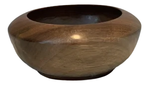 Artist Signed Black Walnut Wooden Bowl