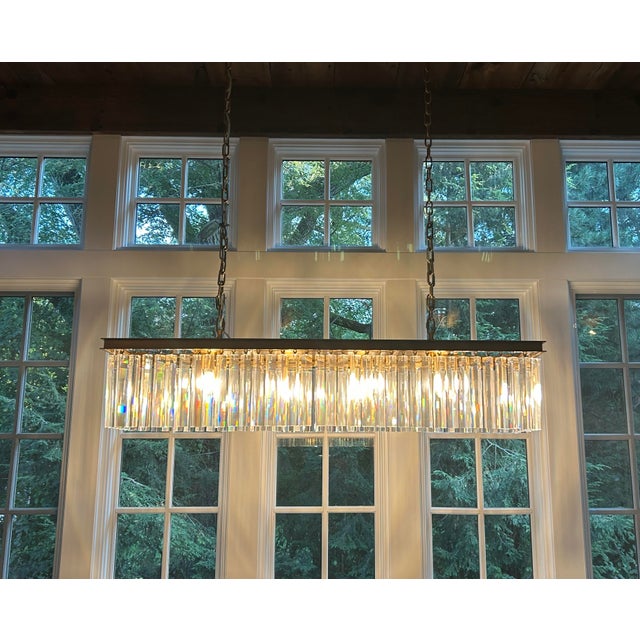 21st Century Rectangular Prismatic Crystal Rod Chandelier | Chairish