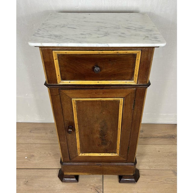 Spanish Wooden Nightstands with Marble Tops, 1930s, Set of 2 For Sale - Image 12 of 16