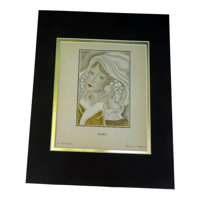 1924 Art Deco Pochoir Print "Mars" by Jean Grangier Gazette Du Bon Ton For Sale