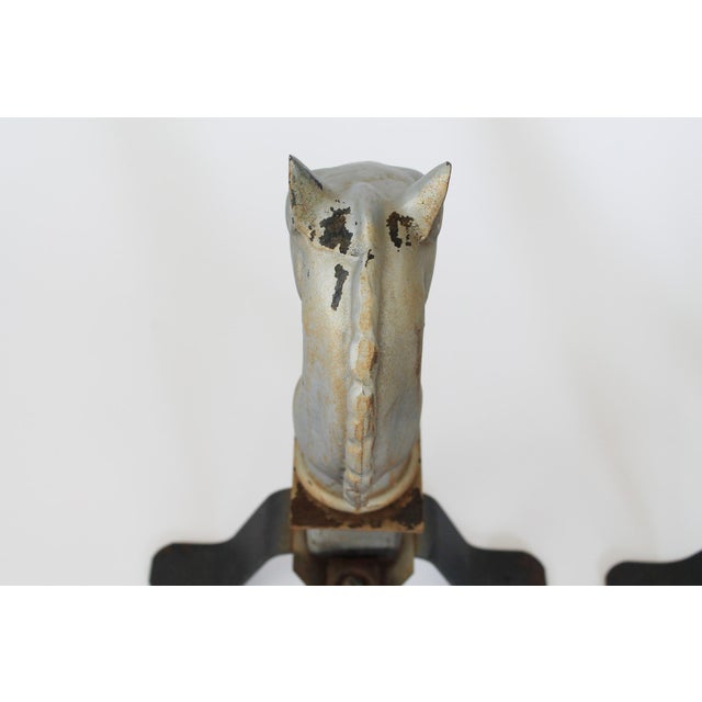 Pair of Vintage Cast Iron Horse Head Andirons For Sale - Image 10 of 13