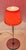 Vintage Table Lamp with Chrome-Plated Metal Base and Red Patterned Glass Shade, 2000s For Sale - Image 3 of 7