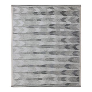 Large Modern Scandinavian/Swedish Flat-Weave Geometric Design Rug For Sale
