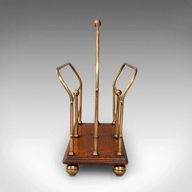 1900s Antique Victorian English Oak Newspaper Rack For Sale - Image 4 of 11