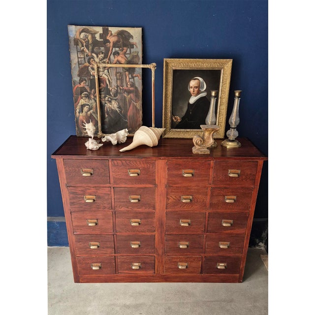 Brown Large 20th Century Italian Chestnut Archive Chest with 20 Drawers, 1890s For Sale - Image 8 of 9