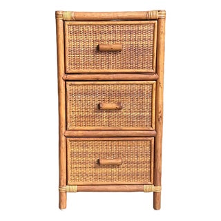 1980s Bamboo and Cane British Colonial Style Small Chest For Sale
