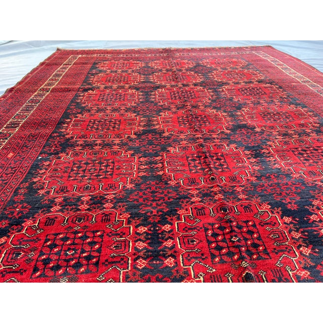 Textile Vintage Turkmen Bukhara Wool Rug 6'6" X 9'9" Afghan Ersari Tribal Carpet, Bedroom Rug For Sale - Image 7 of 9