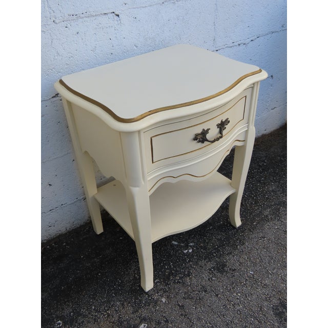 Wood French Shabby Chic Painted Nightstands Side End Bedside Tables a Pair 6238 For Sale - Image 7 of 18