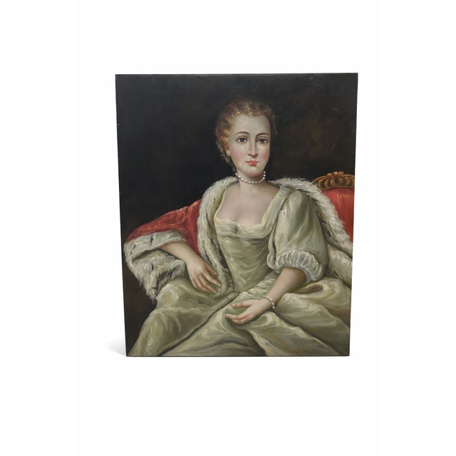 Vintage 1970s Unframed 20 Inch X 24 Inch Romantic European Style Oil Portrait of Woman – Classical Salon Style For Sale - Image 12 of 13