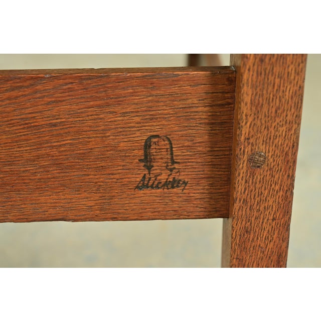 Gustav Stickley Antique Mission Oak Arts & Crafts Ladder Back Dining Chairs, Set of Eight For Sale - Image 12 of 13