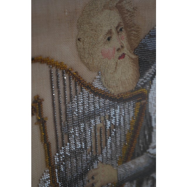 American Victorian Beaded Needlepoint Rotating Fireplace Screen For Sale - Image 12 of 14