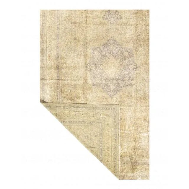 Traditional 1900 - 1909 Beige Fine Turkish Antique Tabriz For Sale - Image 3 of 4