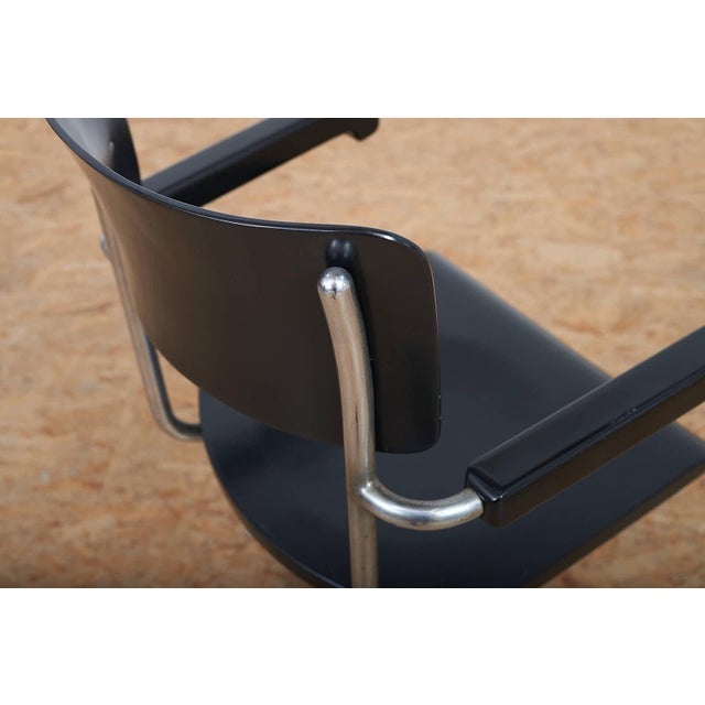 Metal Swivel Desk Chair with Molded Plywood Seat and Back by Rudolf Vichr for Vichr a Spol, Prague, Former Czechoslovakia, 1930s For Sale - Image 6 of 13