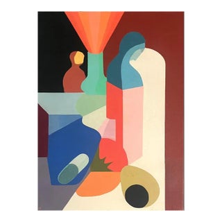 2024 Contemporary 'Dual' Modernist Abstract Still Life Acrylic Painting by Irish Artist Jenny Belton, Unframed For Sale