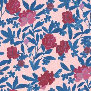 Sample - Floral Bouquet Wallpaper by Paule Marrot in Light Pink For Sale