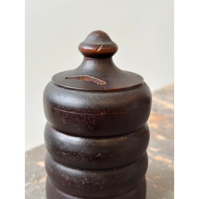 Brown Antique Ribbed Beehive Form Treen Bank, Circa Late 19th Century For Sale - Image 8 of 11