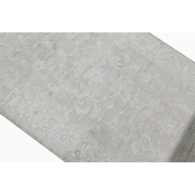 Handwoven Oushak Style Ivory Runner Rug 4'1" X 16'3" For Sale - Image 11 of 12