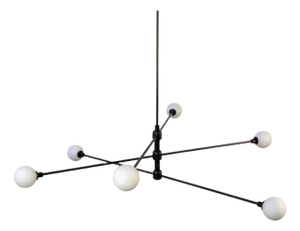 Three Tier Chandelier, Black, 33.5in H, 3 Inch Glass Globes, by Research.Lighting, Modern, Minimal Hanging Light