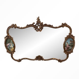 Vintage 72 1/2 Wide Rococo Lover's Mirror For Sale