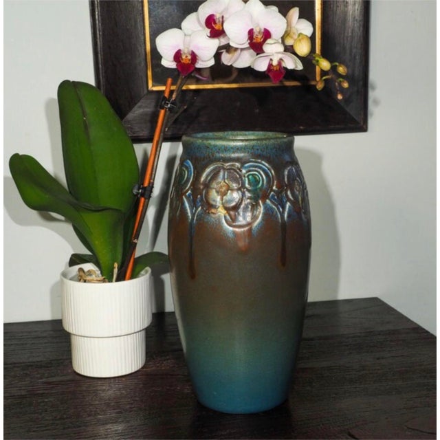 Arts & Crafts 1917 Signed Rookwood Pottery Vase by Charles Stewart Todd, Carved Arts & Crafts For Sale - Image 3 of 9