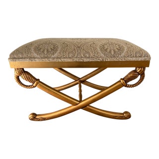 Vintage Mid Century Saber Leg Ottoman For Sale