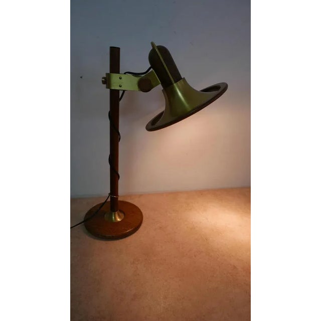 Model 84 Table Lamp in Brass and Oak by Temde, 1970s For Sale - Image 13 of 13