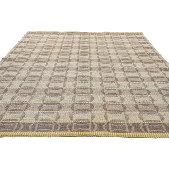 Mid-Century Modern Mid 20th Century Vintage Swedish Deco Kilim Rug, 05'02 X 07'09 For Sale - Image 3 of 10