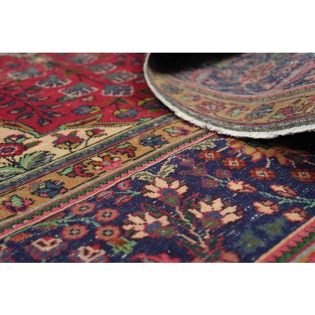 Red 1970s Vintage Persian Handmade Wool 9x12 Red Area Rug For Sale - Image 8 of 11