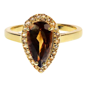 Andalusite and Sapphire in Custom Setting of Gold Over Sterling Ring Size 8.25