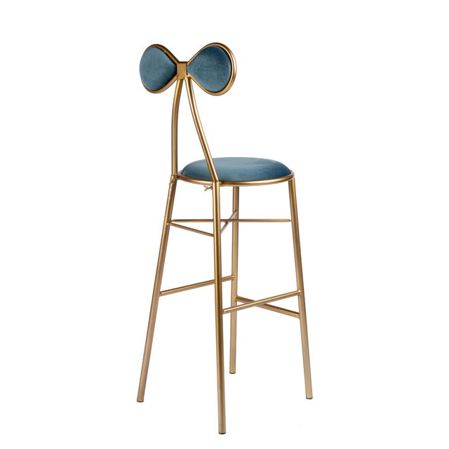 Contemporary Modern Gold Bow Bar Chair For Sale - Image 3 of 5