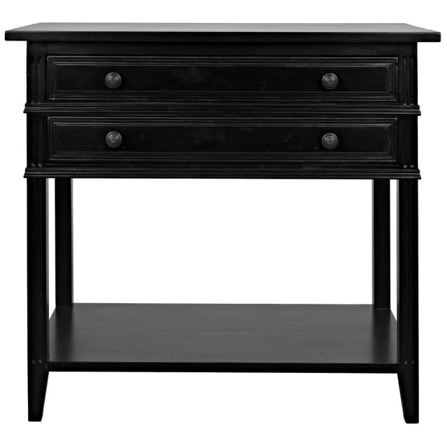 Contemporary Colonial 2-Drawer Side Table in Distressed Black For Sale - Image 3 of 9
