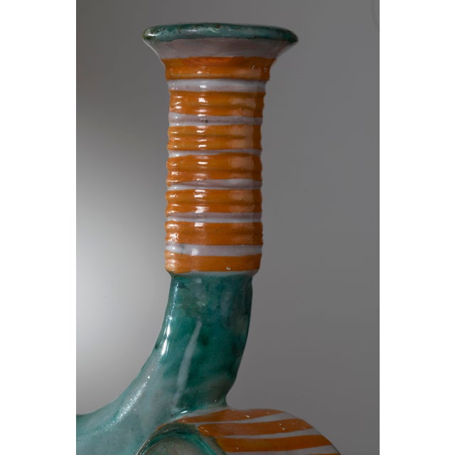 Ceramic Cantagalli Ceramic Candleholders from Ics Vietri, Italy, Late 1930s, Set of 2 For Sale - Image 7 of 10