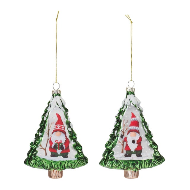 Add a touch of holiday magic to your Christmas tree with this charming Set of Glass Gnome in Tree Ornaments. Each ornament...