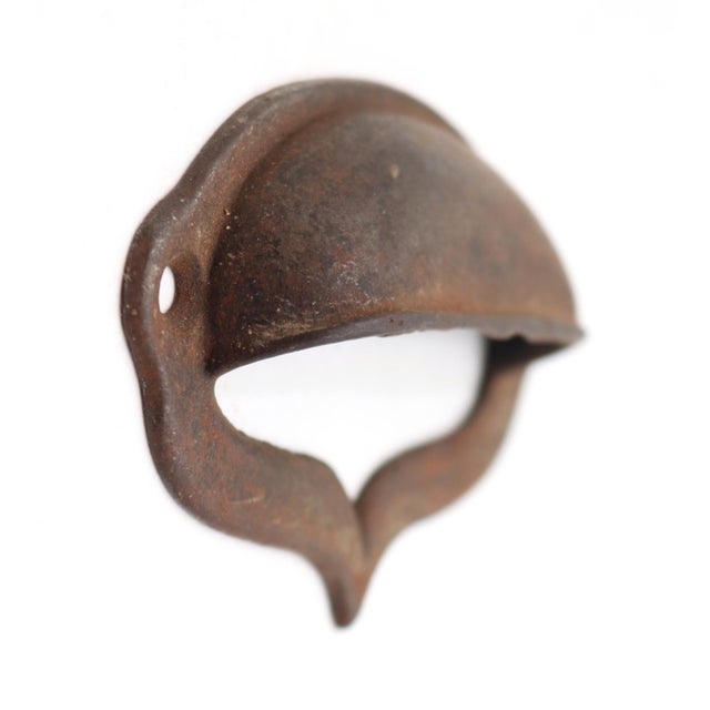 Traditional Antique 3.875 In. Cast Iron Drawer Bin Pull For Sale - Image 3 of 4