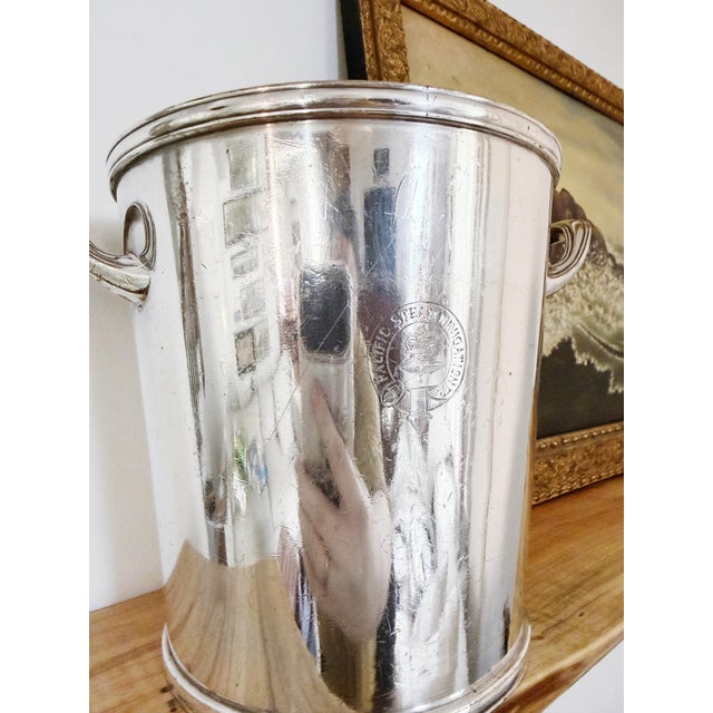 1920s Antique Pacific Steam Navigation Co Silver Plated Wine Cooler For Sale - Image 5 of 9