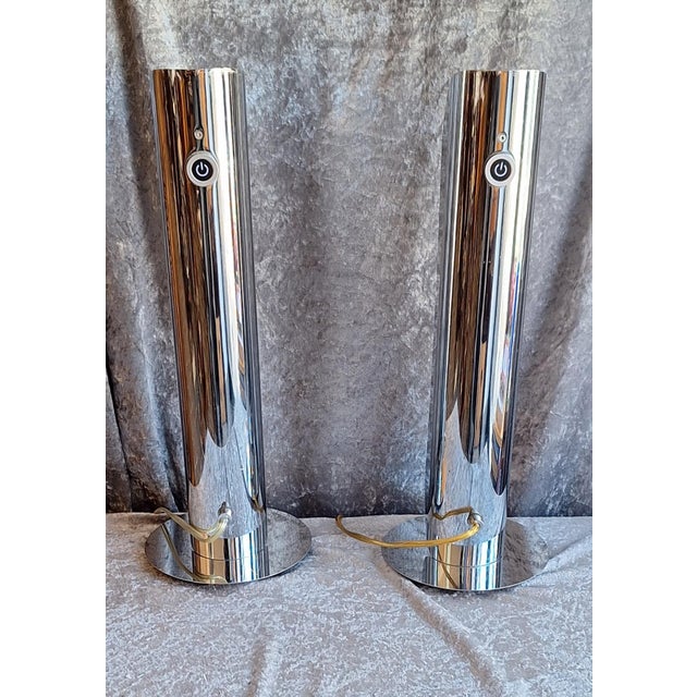 Vintage Table Lamps with Chrome-Plated Metal Housing and White Plastic Shade from Wofi-Leuchten, 2000s, Set of 2 For Sale - Image 6 of 11