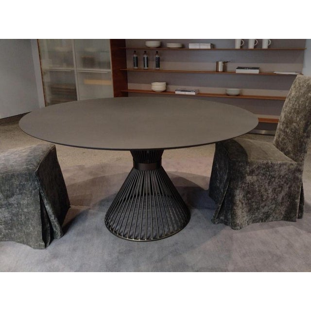 Stone Dark Brown Lama 1600 Round Table with Steel Frame by Disain1971 For Sale - Image 4 of 7