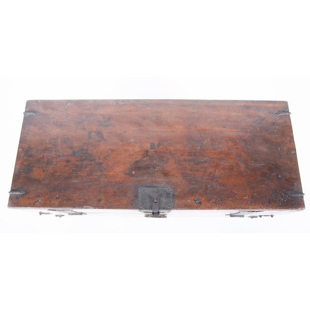 Boho Chic Asian Antique Elm Wood Coffer Trunk For Sale - Image 3 of 3