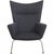 Hans Wegner Wingchair with stool, upholstered in grey fabric from Kvadrat, and with a frame of steel. The chair is from...