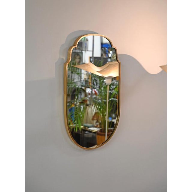 Large Shield-Shaped Brass Mirror attributed to Gio Ponti, Italy, 1950s For Sale - Image 6 of 15