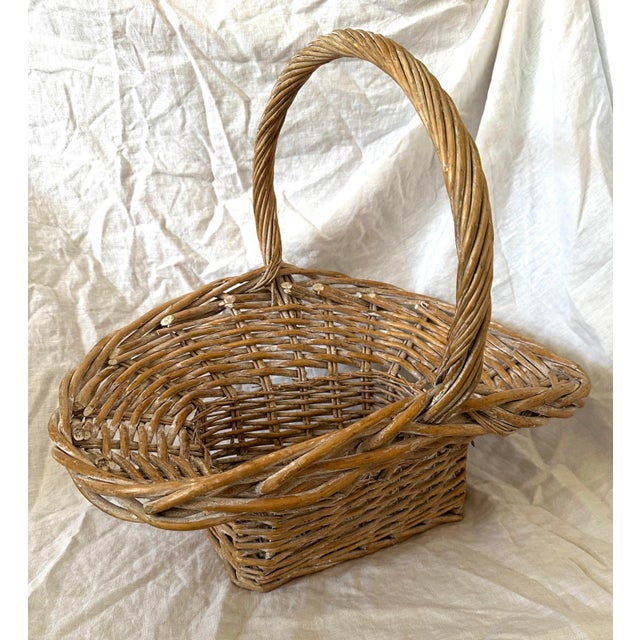 Vintage Wicker/Willow Gathering Basket For Sale - Image 9 of 9