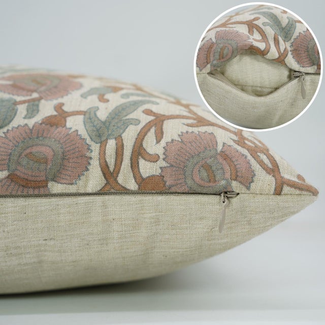 Not Yet Made - Made To Order Fabdivine Handmade Block Print Linen Blend Lumber Pillow Cover 12x20 – Vasundra Floral Design For Sale - Image 5 of 9
