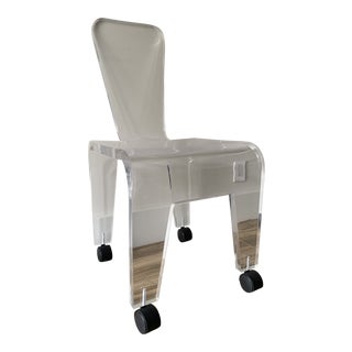 1980s Vintage Lucite Chair on Castors For Sale