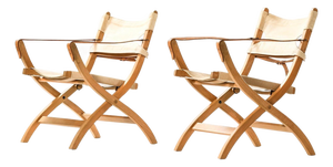 Safari Easy Chairs in Beech and Leather by Poul Hundevad, 1950s, Set of 2